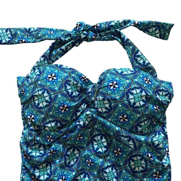 Spanx Love Your Assets Sara Blakey Blue One-Piece Swimsuit Women’s Size Small - Picture 2 of 7